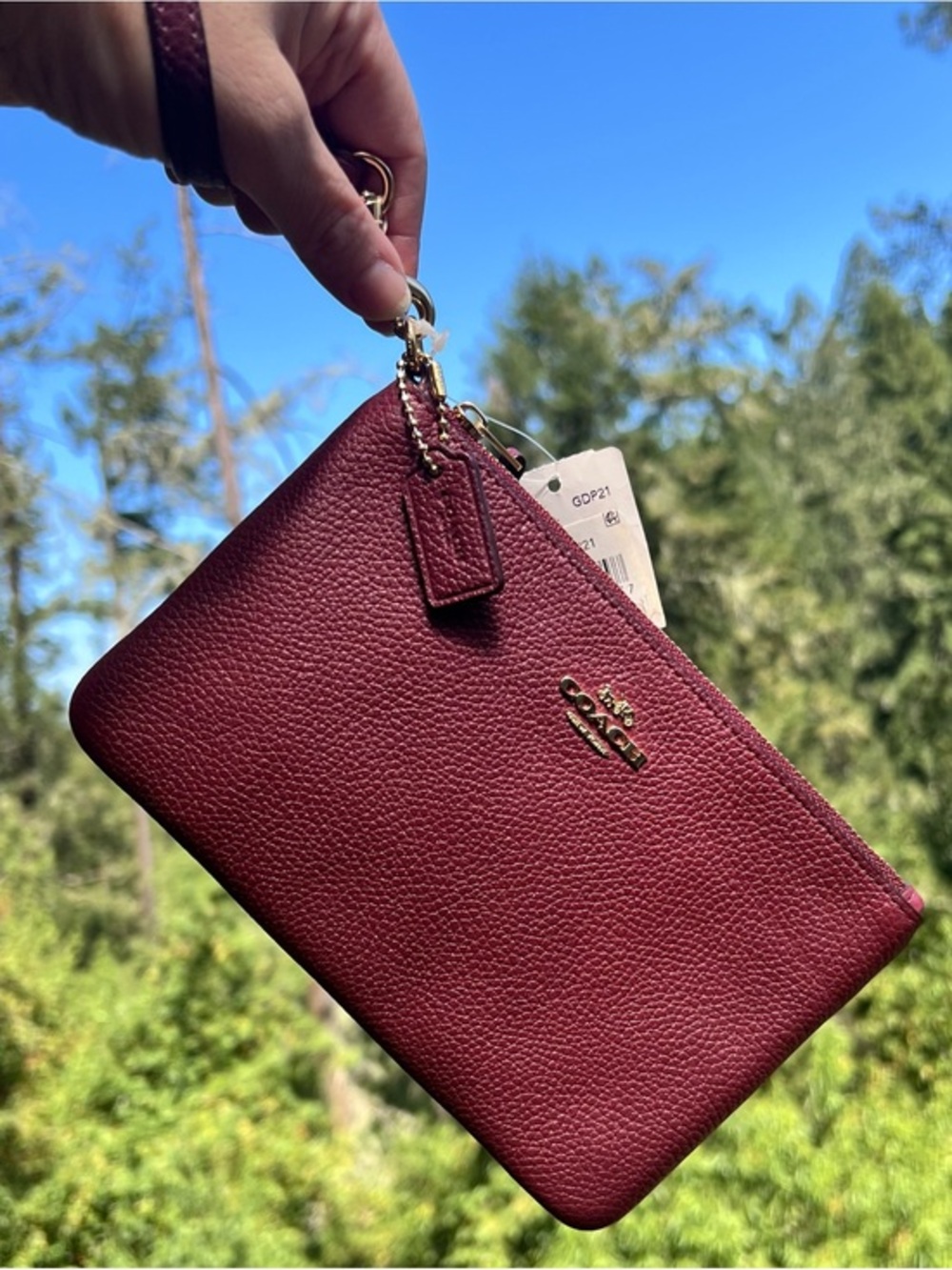 COACH Women's Pebble Leather Wristlet Wallet Vintage Mauve w Gold Hardware NWT